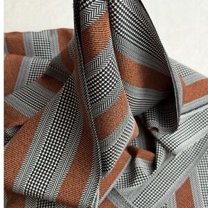 Vintage Silky Woven Fabric Soft Drape Houndstooth Chevron Prints - 3 Meters